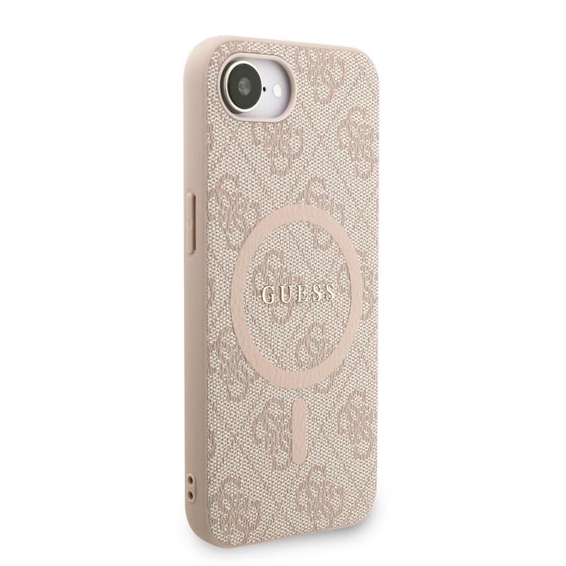 Θήκη Guess PU Leather 4G Colored Ring Strap MagSafe Case for iPhone 16e (6.1") Pink