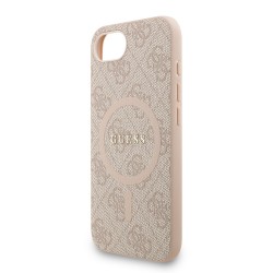 Θήκη Guess PU Leather 4G Colored Ring Strap MagSafe Case for iPhone 16e (6.1") Pink
