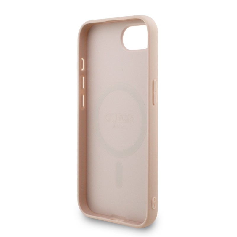 Θήκη Guess PU Leather 4G Colored Ring Strap MagSafe Case for iPhone 16e (6.1") Pink