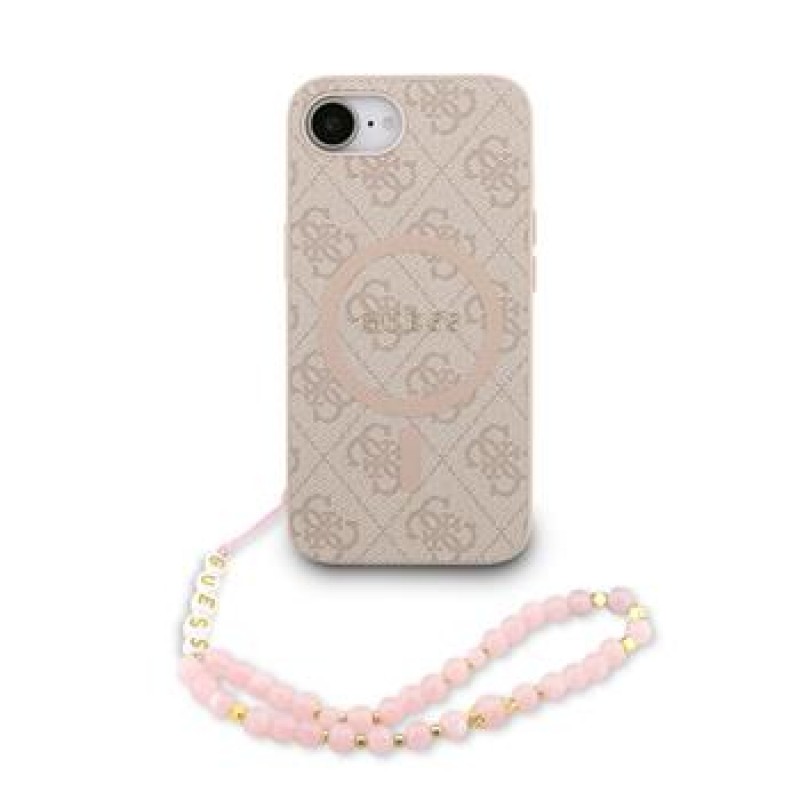 Θήκη Guess PU Leather 4G Colored Ring Strap MagSafe Case for iPhone 16e (6.1") Pink