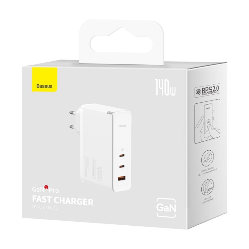 Φορτιστής Ταξιδίου GaN5 Pro 140W 2x USB-C 1x USB & Kαλωδιο Type-C 240W White Φορτιστής Ταξιδίου GaN5 Pro 140W 2x USB-C 1x USB & Kαλωδιο Type-C 240W White