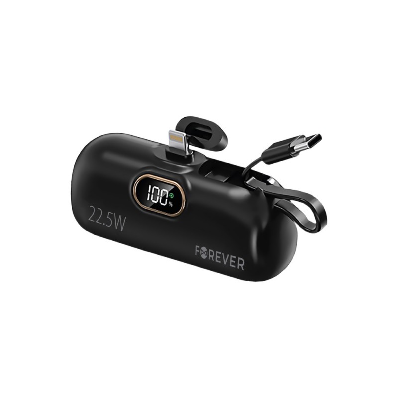 Εξωτερική Μπαταρία Forever Mini PowerBank MTB-100 22.5W 5000 mAh & Lightning Cable Black Εξωτερική Μπαταρία Forever Mini PowerBank MTB-100 22.5W 5000 mAh & Lightning Cable Black