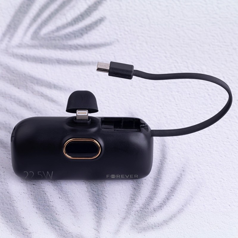 Εξωτερική Μπαταρία Forever Mini PowerBank MTB-100 22.5W 5000 mAh & Lightning Cable Black Εξωτερική Μπαταρία Forever Mini PowerBank MTB-100 22.5W 5000 mAh & Lightning Cable Black