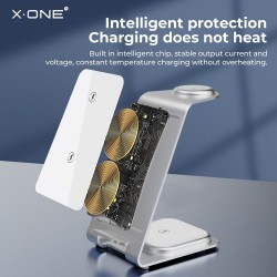 Ασύρματος Φορτιστής X-ONE Magnetic Wireless Charger Stand 3in1 22W Silver