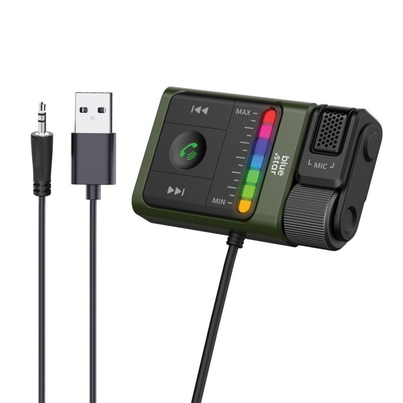 Ασύρματος Δέκτης Blue Star BT64 2in1 Bluetooth Audio Receiver FM Transmitter Equalizer Black