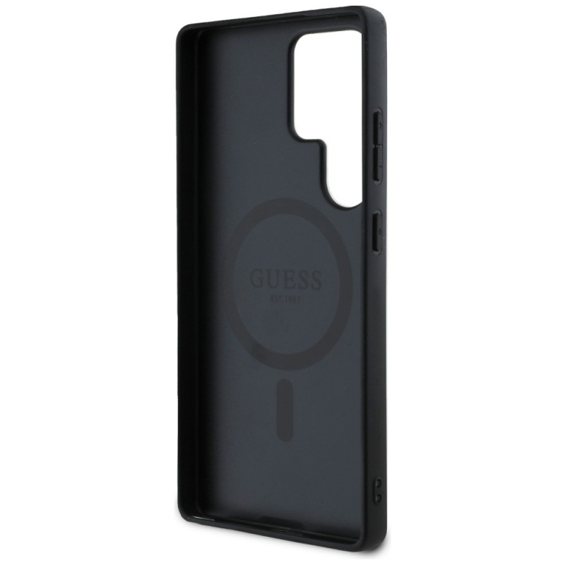 Θήκη Guess PU Leather 4G Colored Ring MagSafe Case for Samsung Galaxy S25 Ultra 5G S938 Black