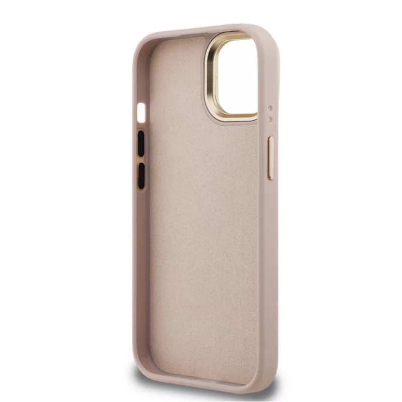 Θήκη Guess PU 4G Metal Logo Stand Camera Frame Case Apple iPhone 16 (6.1") Pink