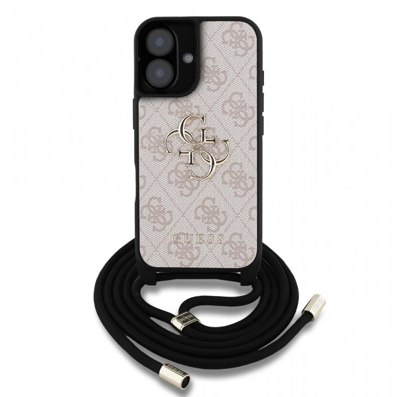 Θήκη Guess PU 4G Metal Logo Crossbody Strap Case Apple iPhone 16 (6.1") Pink