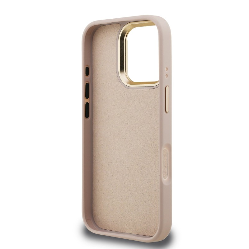 Θήκη Guess PU 4G Metal Logo Stand Camera Frame Case Apple iPhone 16 Pro (6.3") Pink