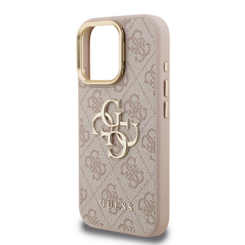 Θήκη Guess PU 4G Metal Logo Stand Camera Frame Case Apple iPhone 16 Pro (6.3") Pink