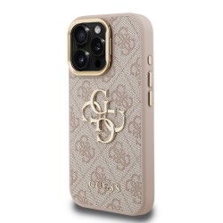 Θήκη Guess PU 4G Metal Logo Stand Camera Frame Case Apple iPhone 16 Pro (6.3") Pink