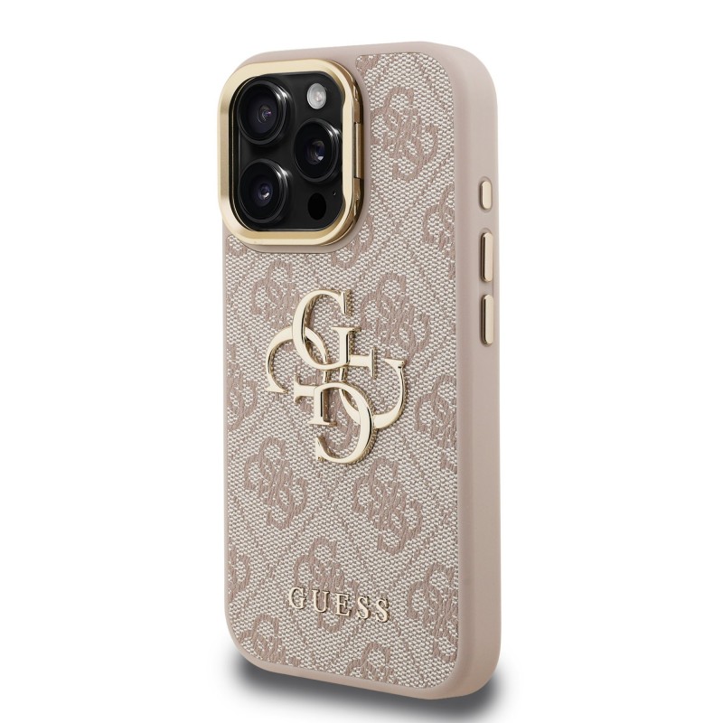 Θήκη Guess PU 4G Metal Logo Stand Camera Frame Case Apple iPhone 16 Pro (6.3") Pink