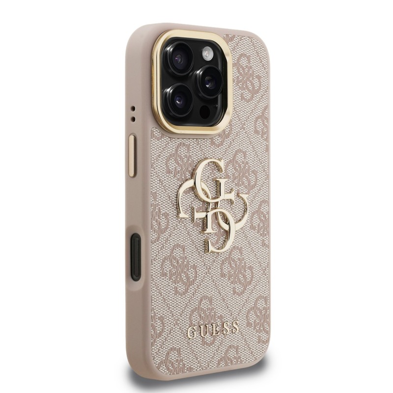 Θήκη Guess PU 4G Metal Logo Stand Camera Frame Case Apple iPhone 16 Pro (6.3") Pink