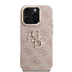 Θήκη Guess PU 4G Metal Logo Stand Camera Frame Case Apple iPhone 16 Pro (6.3") Pink