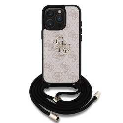 Θήκη Guess PU 4G Metal Logo Crossbody Strap Case Apple iPhone 16 Pro (6.3") Pink