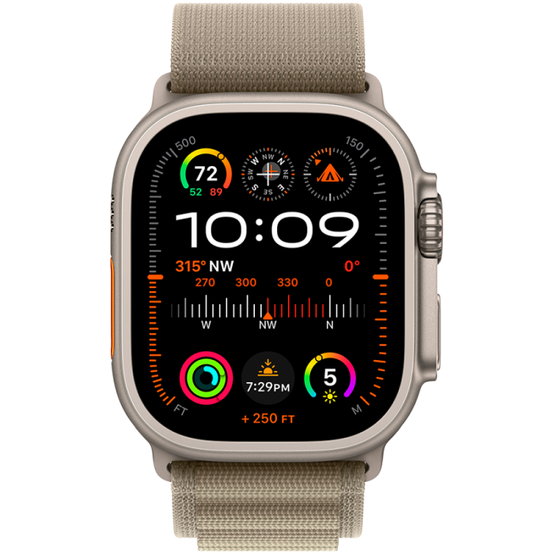 Apple Watch Ultra 2 GPS + Cellular Olive Alpine Loop Titanium 49mm Μεταχειρισμένο με 23 μήνες Εγγύηση