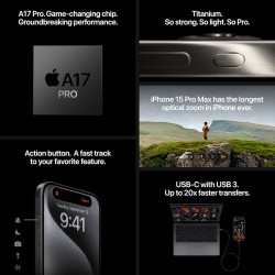 Apple iPhone 15 Pro Max 5G (8GB/256GB) Black Titanium Μεταχειρισμένο με 12 Μήνες Εγγύηση