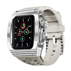 Ανταλλακτικό Λουράκι & Αδιάβροχη θήκη Shellbox by Redpepper Apple Watch Series 7/8 (45mm) Steel White