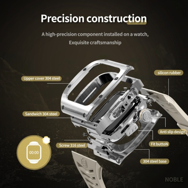 Ανταλλακτικό Λουράκι & Αδιάβροχη θήκη Shellbox by Redpepper Apple Watch Series 7/8 (45mm) Steel White