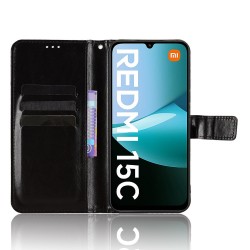 Θήκη Book Leather Wallet With Stand Card Holder Xiaomi Redmi 15C 5G / 4G / Poco C85 4G Black