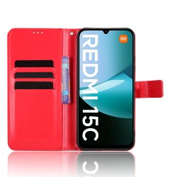 Θήκη Book Leather Wallet With Stand Card Holder Xiaomi Redmi 15C 5G / 4G / Poco C85 4G Red