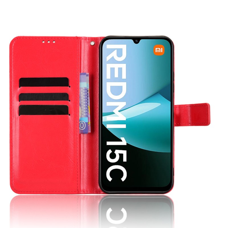 Θήκη Book Leather Wallet With Stand Card Holder Xiaomi Redmi 15C 5G / 4G / Poco C85 4G Red