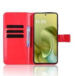 Θήκη Book Leather Wallet With Stand Card Holder Motorola Moto G86 Red
