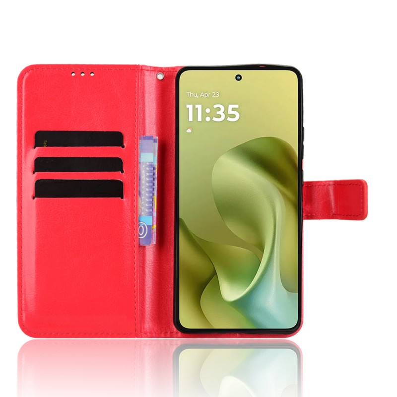 Θήκη Book Leather Wallet With Stand Card Holder Motorola Moto G86 Red