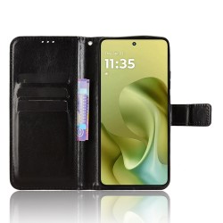 Θήκη Book Leather Wallet With Stand Card Holder Motorola Moto G86 Black