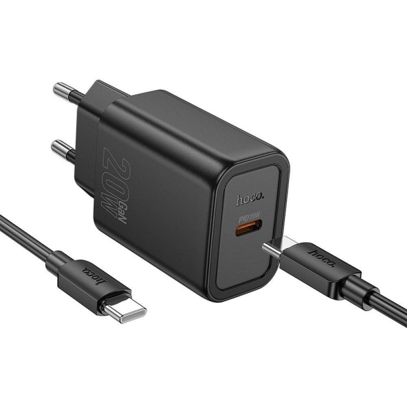 Φορτιστής Ταξιδιού Hoco N60 Gentle USB-C + Cable USB-C to USB-C 20W Black