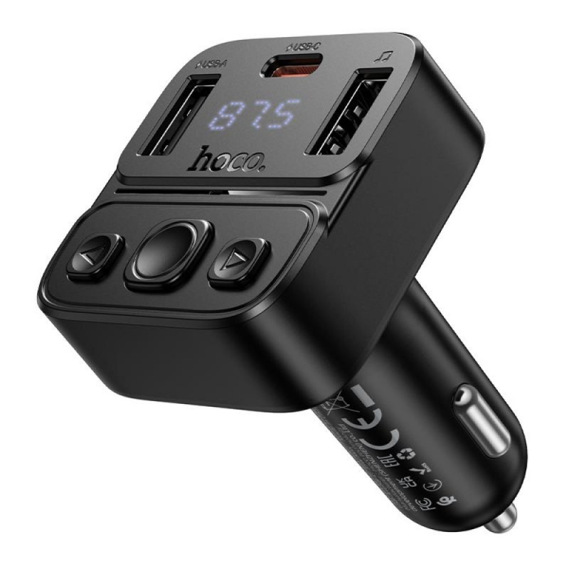 Φορτιστής Αυτοκινήτου Hoco E87 Delta Car Bluetooth FM Transmitter 35W Car Charger Black