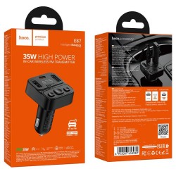 Φορτιστής Αυτοκινήτου Hoco E87 Delta Car Bluetooth FM Transmitter 35W Car Charger Black