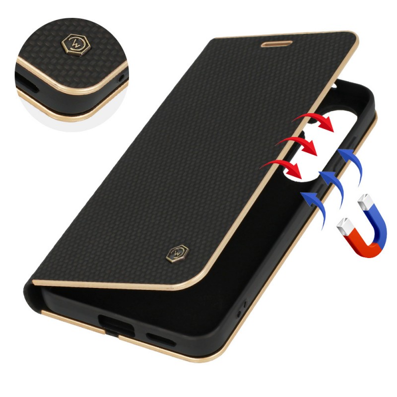 Θήκη Book Wonder Frame Carbon Case Samsung Galaxy S25 Edge 5G S937 Black