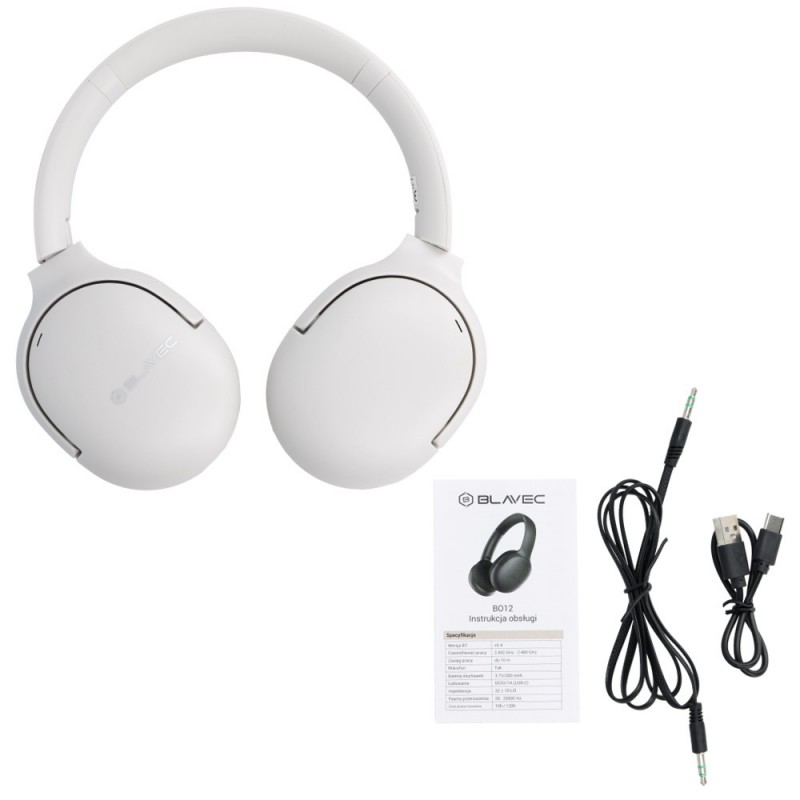 Ακουστικά Blavec Over-Ear Bluetooth Headphones BO-12 Bass Master ANC White Ακουστικά Blavec Over-Ear Bluetooth Headphones BO-12 Bass Master ANC White