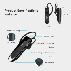 Ακουστικό Bluetooth Blavec Bluetooth Headset Travel PL55 (BHPL55-B) Black