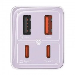 Φορτιστής Ταξιδιού Baseus GAN6 Pro Fast Charger 2xUSB-C + 2xUSB-A, 65W Purple (P10162701533-00)
