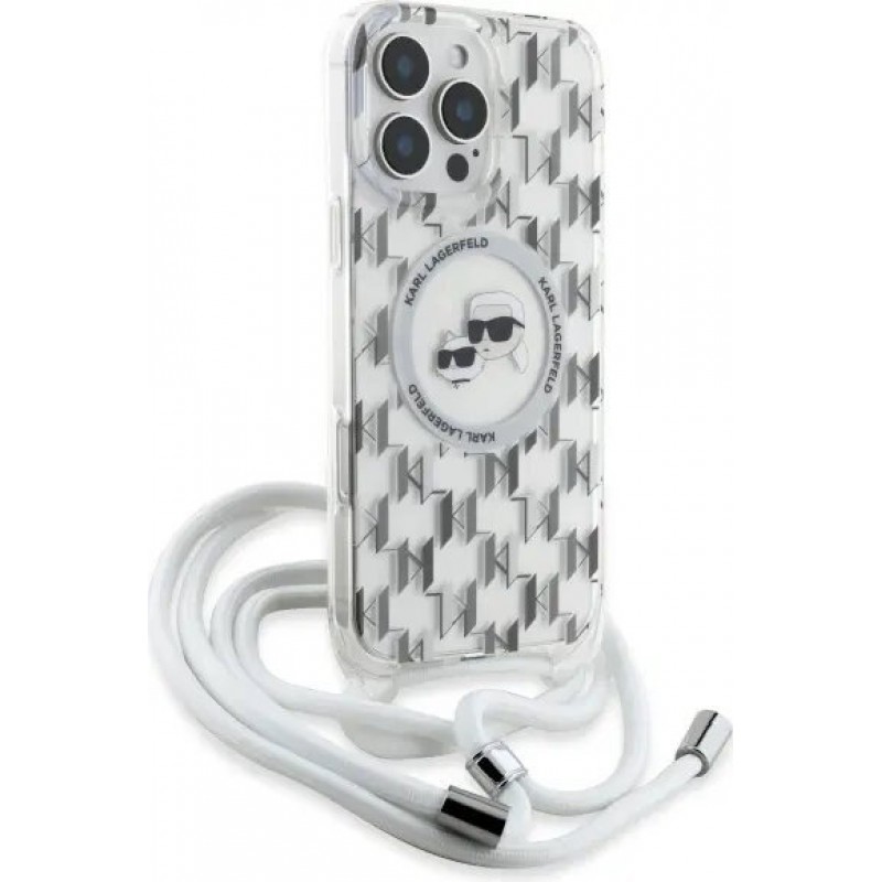 Θήκη Karl Lagerfeld IML Monogram Crossbody K&CH Heads MagSafe Case Apple iPhone 16 Pro Max (6.9") Transparent