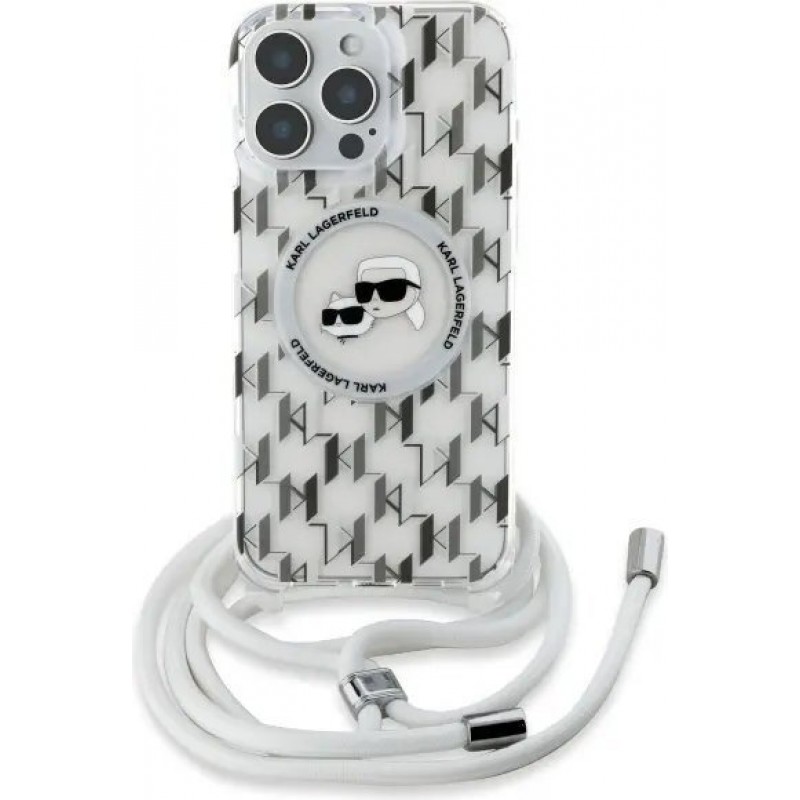 Θήκη Karl Lagerfeld IML Monogram Crossbody K&CH Heads MagSafe Case Apple iPhone 16 Pro Max (6.9") Transparent