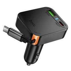 Φορτιστής Αυτοκινήτου HOCO NZ18 Fast Charging 65W  with Folded USB-C Cable Car Charger Black