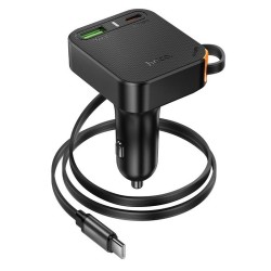 Φορτιστής Αυτοκινήτου HOCO NZ18 Fast Charging 65W  with Folded USB-C Cable Car Charger Black