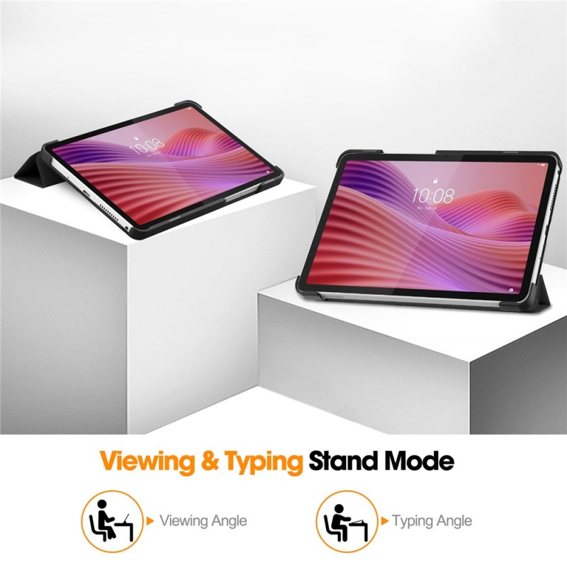 Θήκη Custer Texture 3-Fold Holder Leather Smart Case Lenovo Tab One / Tab K9 8.7"  Black