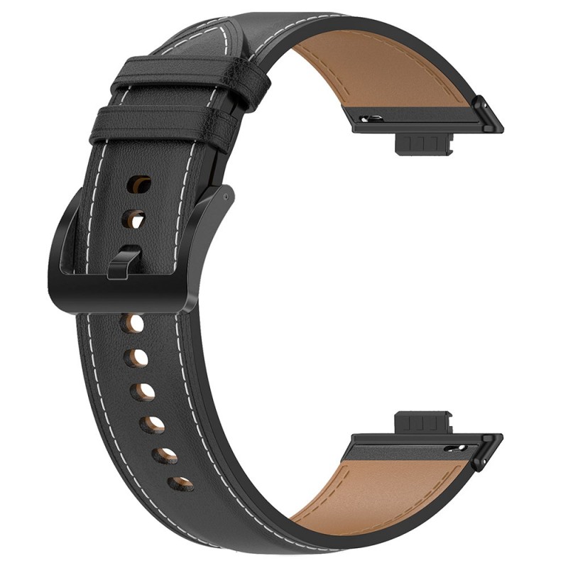 Ανταλλακτικό λουράκι Leather Watch Band Huawei Watch Fit 3 / 4 / 4 Pro Black