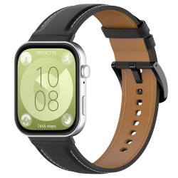 Ανταλλακτικό λουράκι Leather Watch Band Huawei Watch Fit 3 / 4 / 4 Pro Black