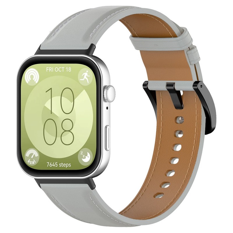 Ανταλλακτικό λουράκι Leather Watch Band Huawei Watch Fit 3 / 4 / 4 Pro Grey