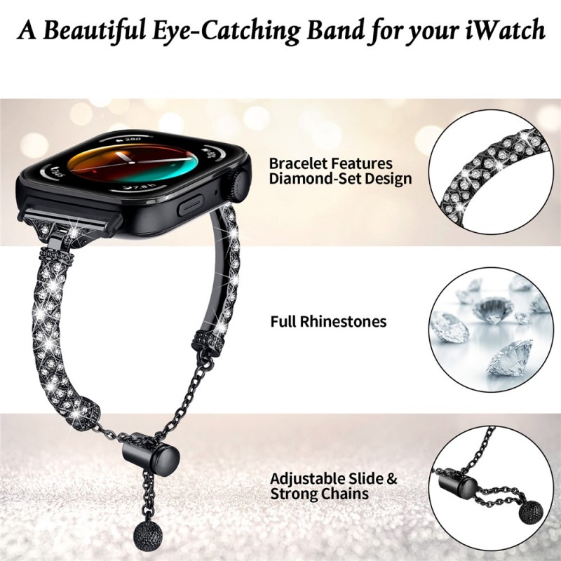 Ανταλλακτικό λουράκι Metal Diamond Watch Band Huawei Watch Fit 3 / 4 / 4 Pro Black