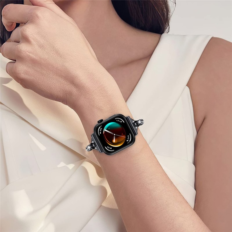 Ανταλλακτικό λουράκι Metal Diamond Watch Band Huawei Watch Fit 3 / 4 / 4 Pro Black