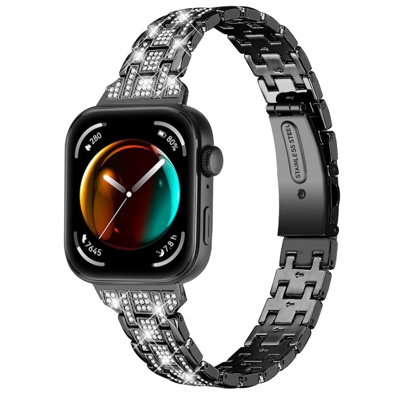 Ανταλλακτικό λουράκι Metal Strass Watch Band Huawei Watch Fit 3 / 4 / 4 Pro Black