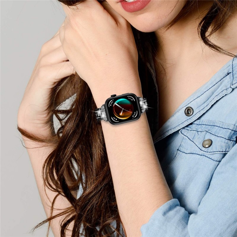 Ανταλλακτικό λουράκι Metal Strass Watch Band Huawei Watch Fit 3 / 4 / 4 Pro Black