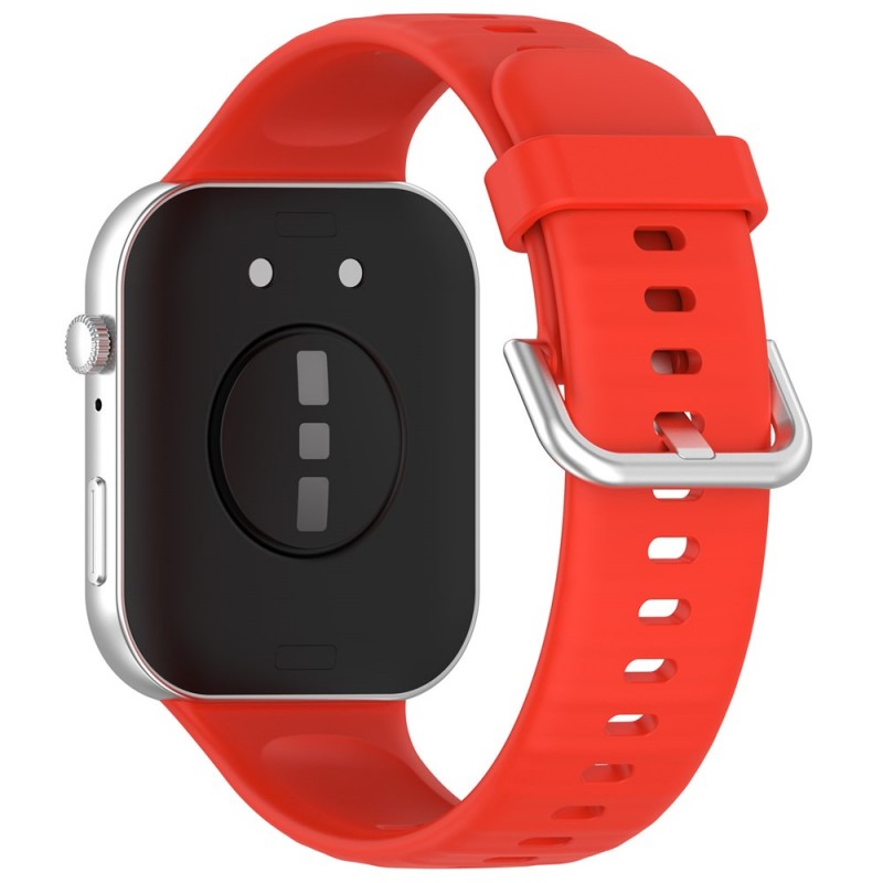 Ανταλλακτικό λουράκι Silver Buckle QuickFit Huawei Watch Fit 3 / 4 / 4 Pro Silicone Red