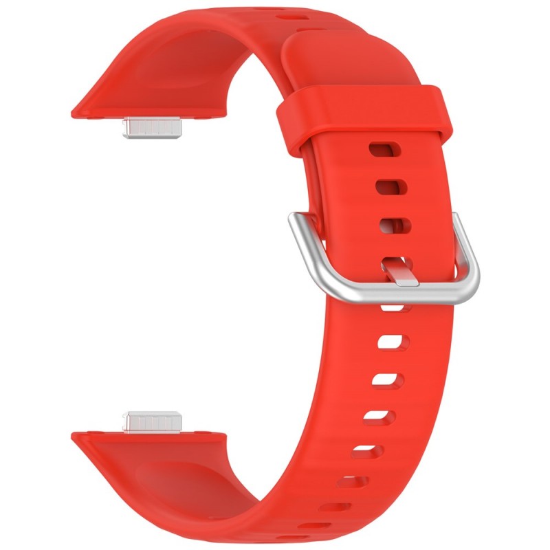 Ανταλλακτικό λουράκι Silver Buckle QuickFit Huawei Watch Fit 3 / 4 / 4 Pro Silicone Red